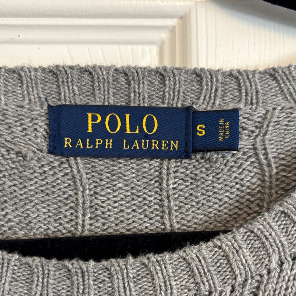 Polo by Ralph Lauren Grey Cable Knit Sweater Size Small - Picture 2 of 5